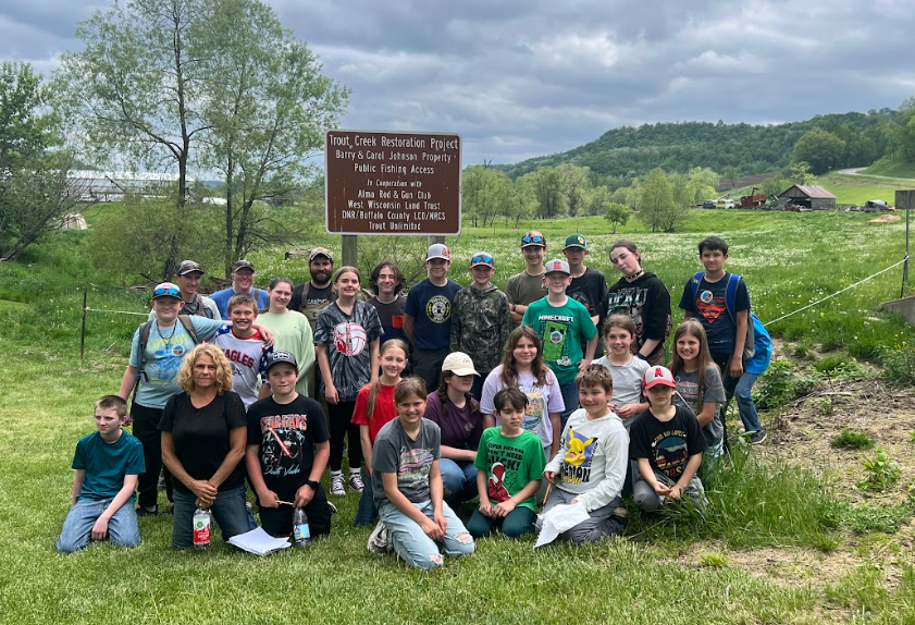 Class picture infront of trout creek. 