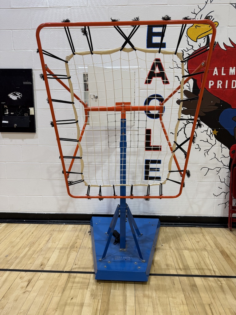Toss back machine-used for basketball practices with net that you can angle in different directions