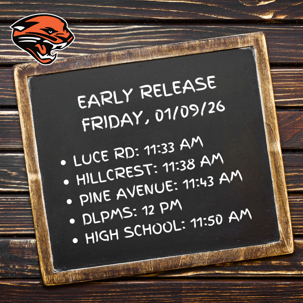 Photo showing early release times for schools