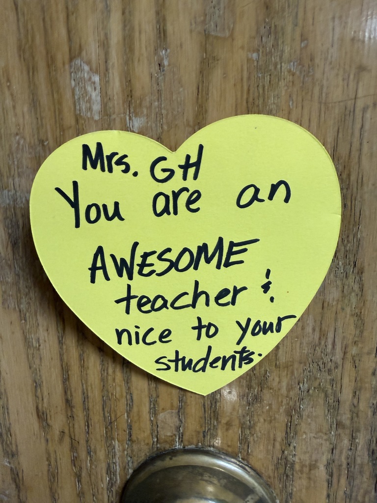 Heart with kind message to Mrs. GH