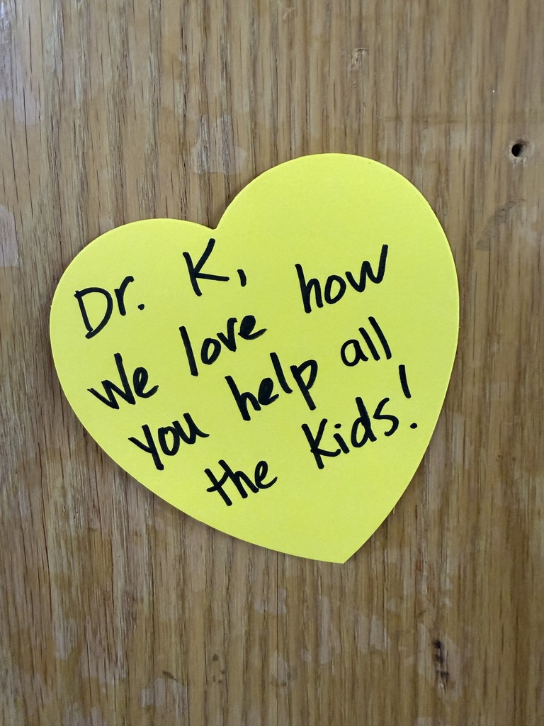 Heart with kind message to Dr. K