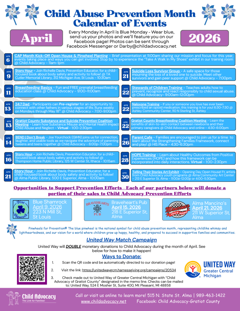 Child Abuse Prevention Month Calendar of Events