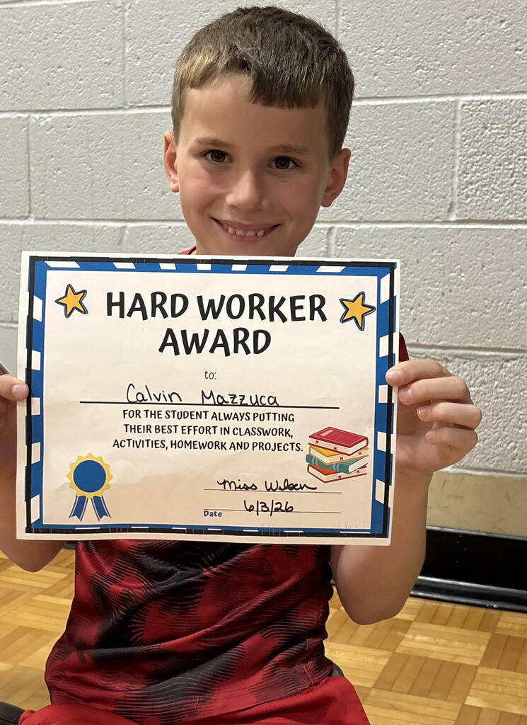 Fourth grade awards - Hard Worker
