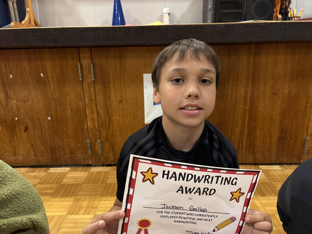 Fourth grade awards - Handwriting