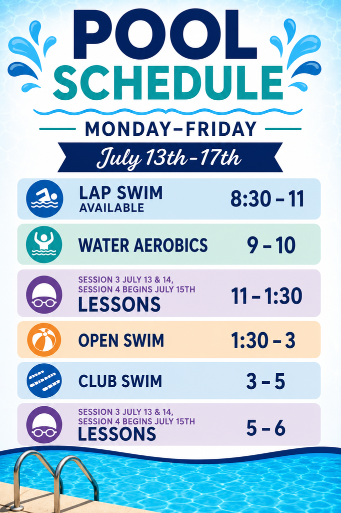 July 13 -17, 2026 APS Pool Schedule