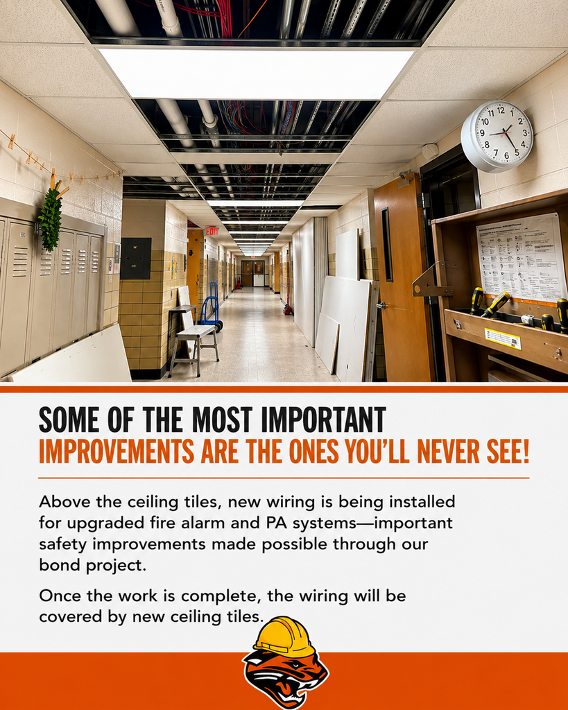 Image of Hillcrest hallway missing ceiling tiles