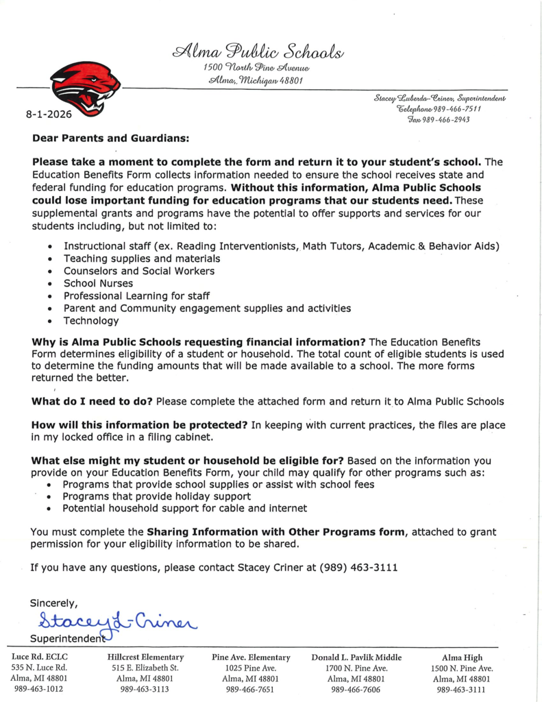 Educational Benefits Form