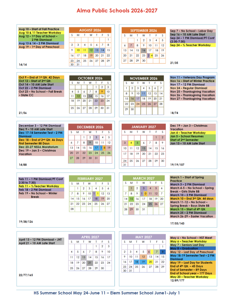 school calendar