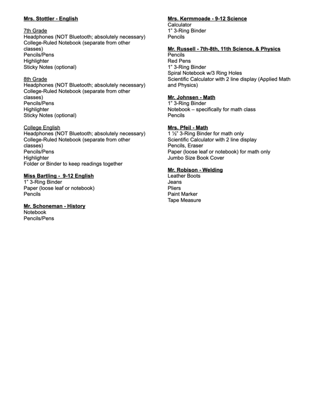 Supply List