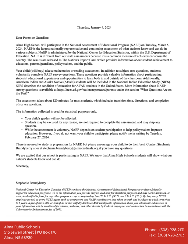 February 2024 Cardinal Chirp Alma Public Schools