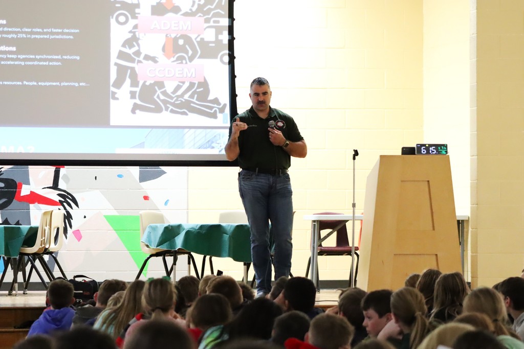 Our 5th-grade students recently took part in an Emergency Management presentation led by Brandon Djordjevic, Deputy Director at the Crawford County Department of Emergency Management.