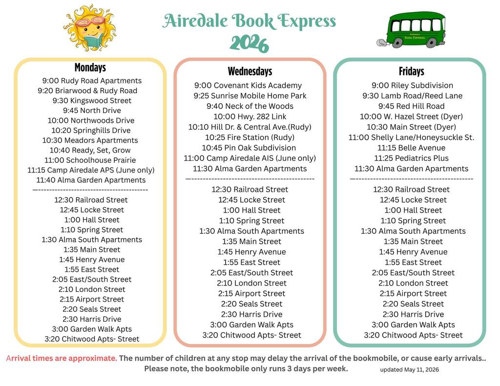 Bookmobile Update for Today (6/5/26)