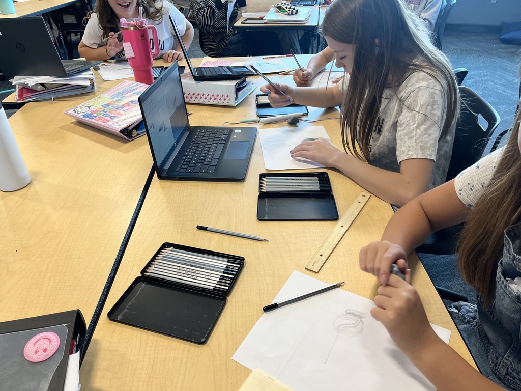 Students working on drawing and shading