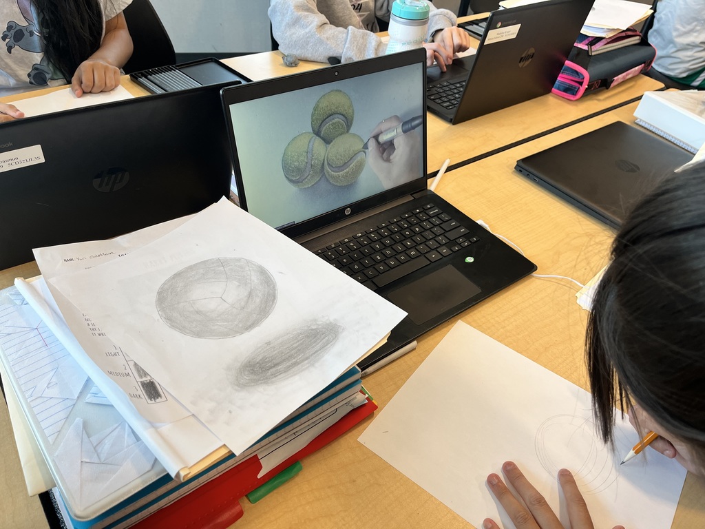 Student working on different shading techniques