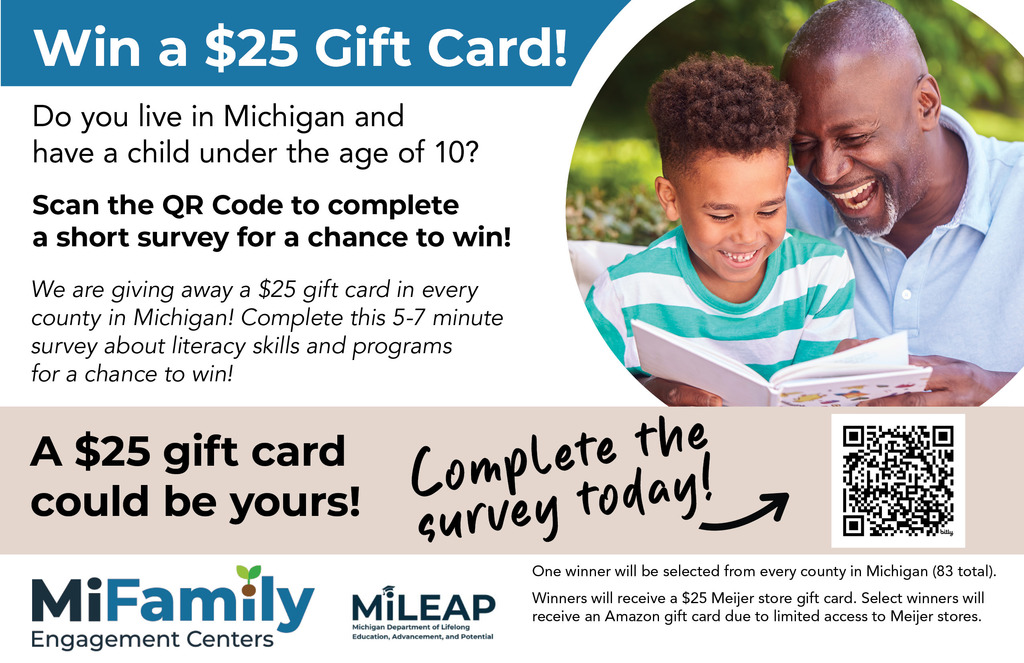 Please complete the survey for a chance to win a $25 gift card. 