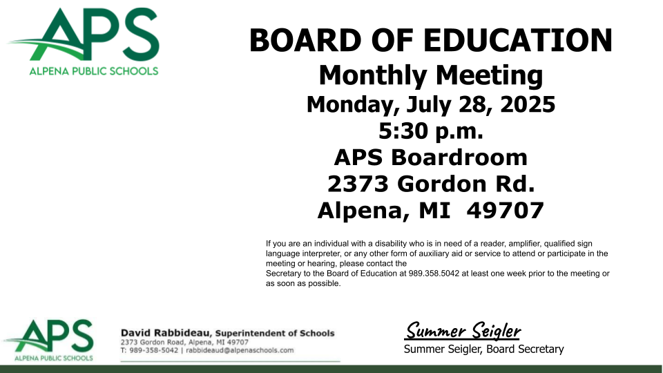 APS Board Meeting July 28th 5:30 PM