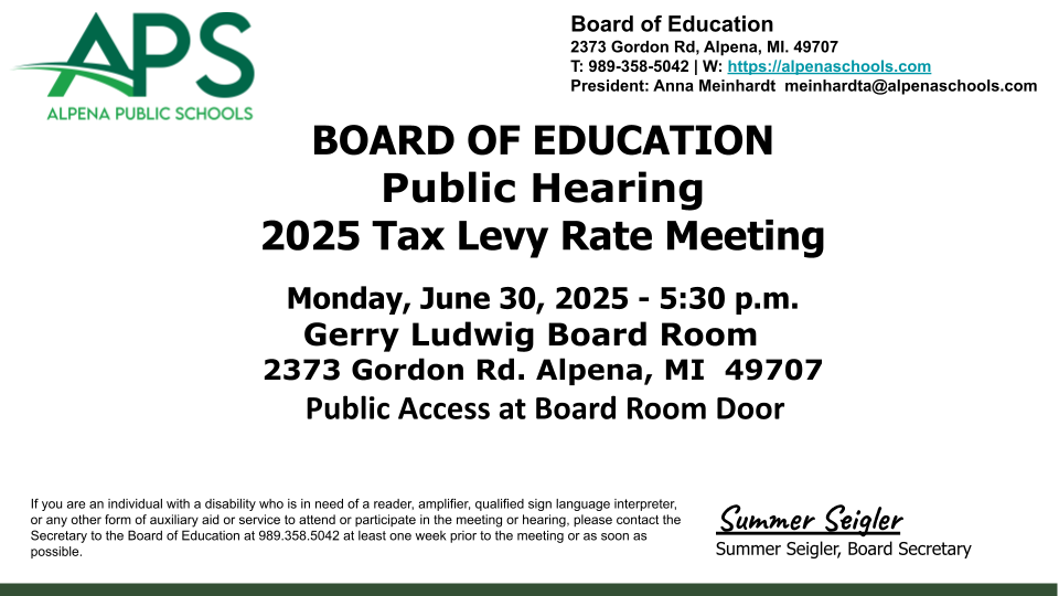 Public Hearing 2025 Tax Levy