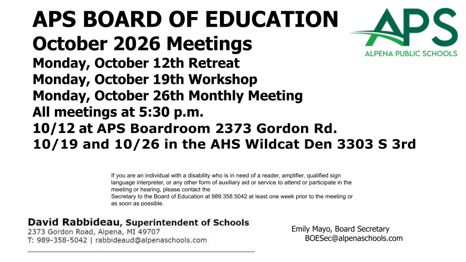 October 2026 APS Board Meetings