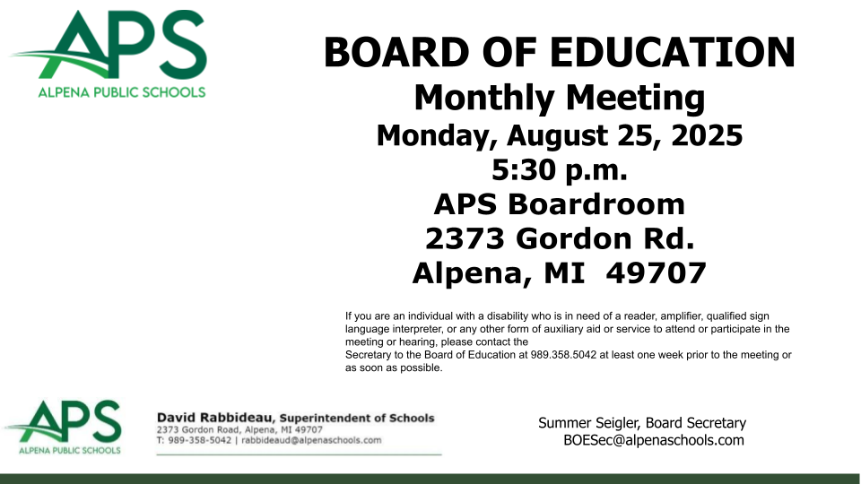 APS Board Meeting 8/25/25 5:30 PM