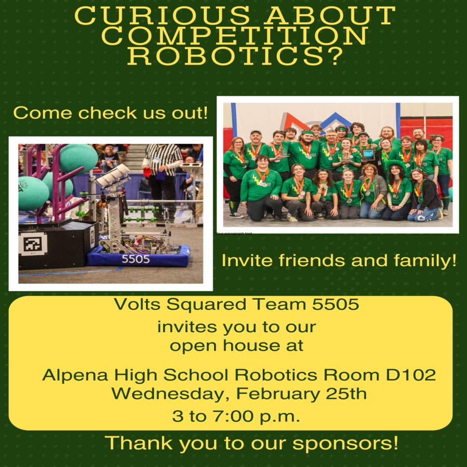 Alpena High School Competition Robotics PDF Version of the Flier in the body of the post