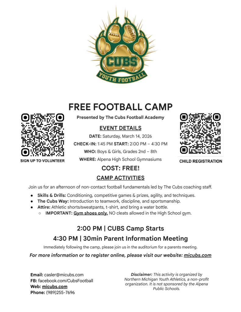 Free Football Camp PDF Version of the flier in the body of the post