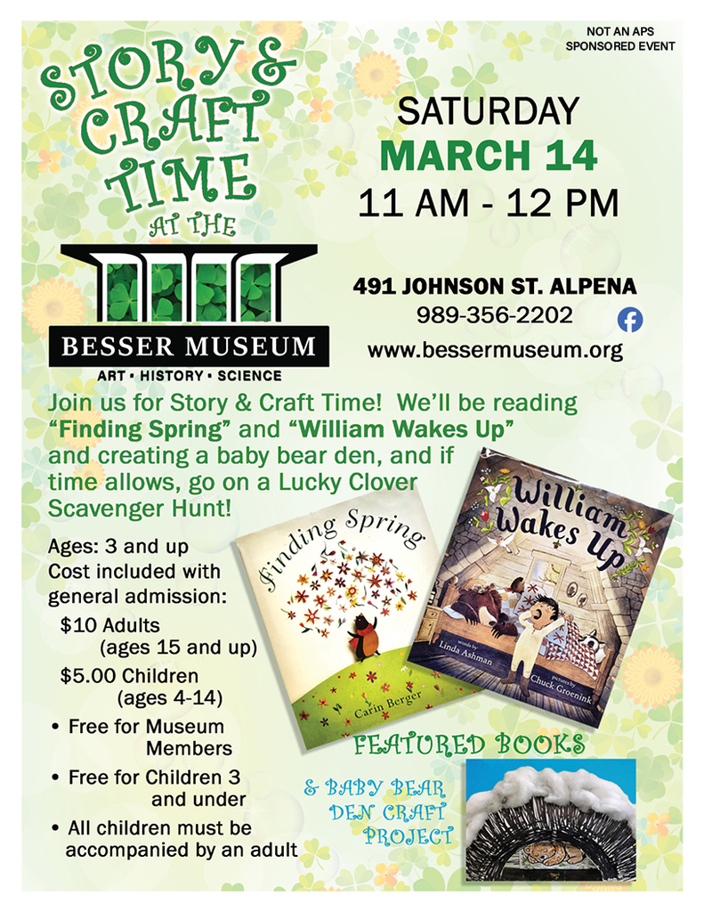 Besser Museum Story/Craft Time PDF Version of the flier in the body of the post