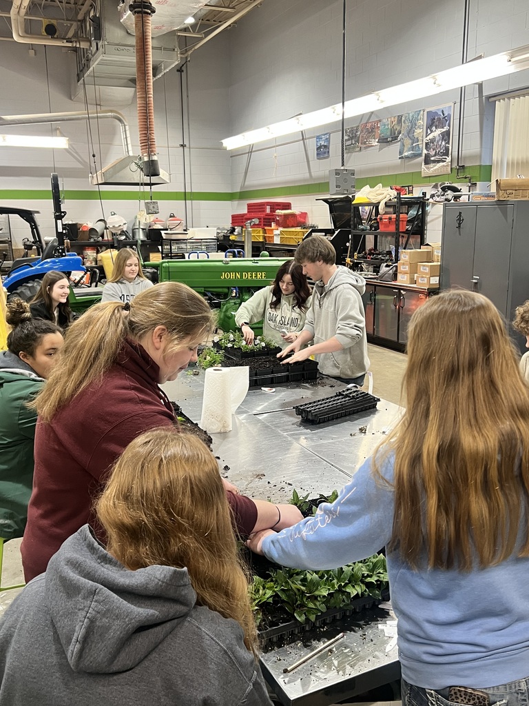CTE agriscience students have been busy planting and preparing for the spring plant sale this past month. Students have planted and prepared over 100 hanging baskets, 50 patio planters, and hundreds of annual and perennial plants from seed and plugs. The sale this year will be held May 8th and 9th.