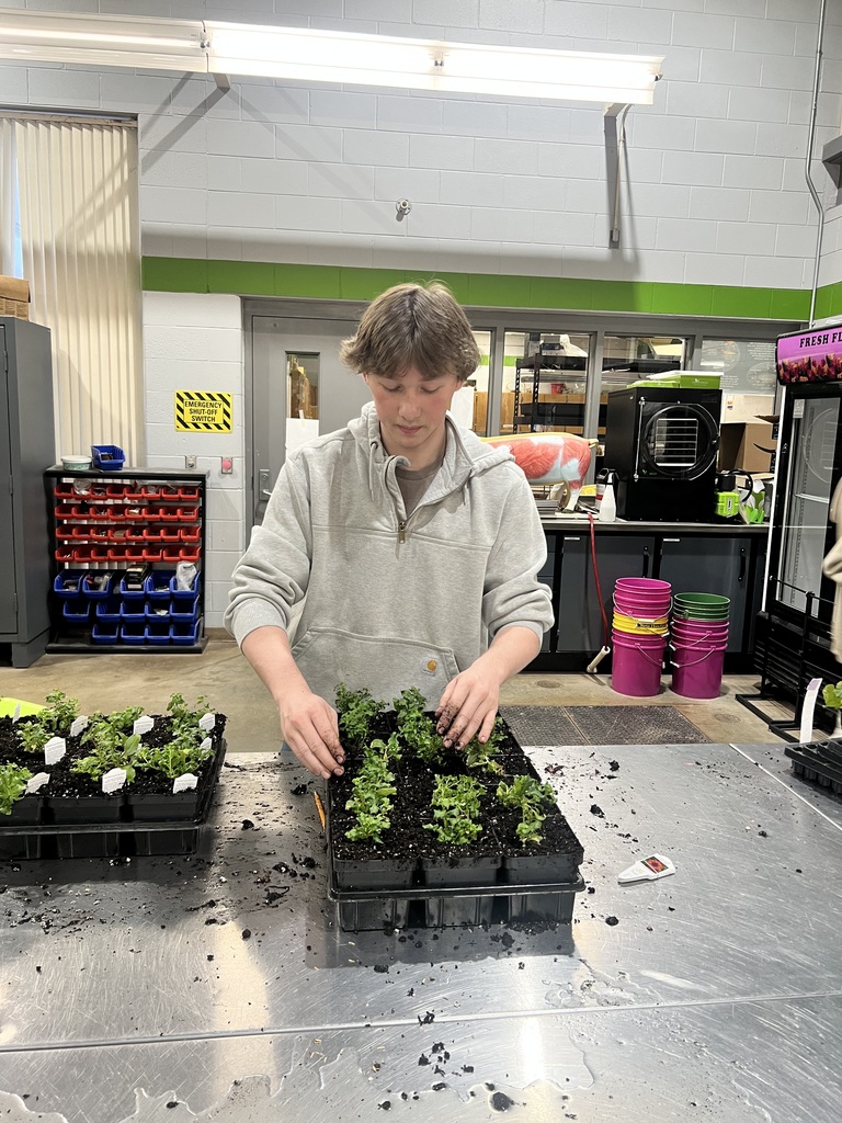 CTE agriscience students have been busy planting and preparing for the spring plant sale this past month. Students have planted and prepared over 100 hanging baskets, 50 patio planters, and hundreds of annual and perennial plants from seed and plugs. The sale this year will be held May 8th and 9th.