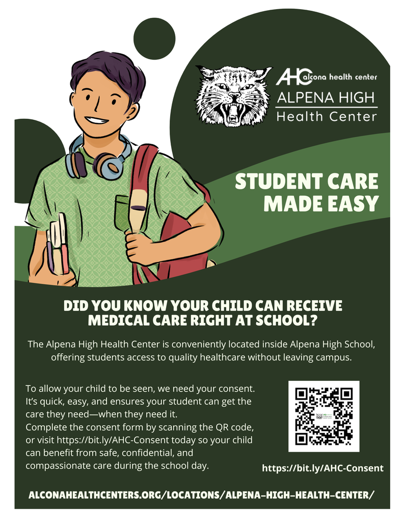 Alpena High School Health Center PDF version in the body of the post