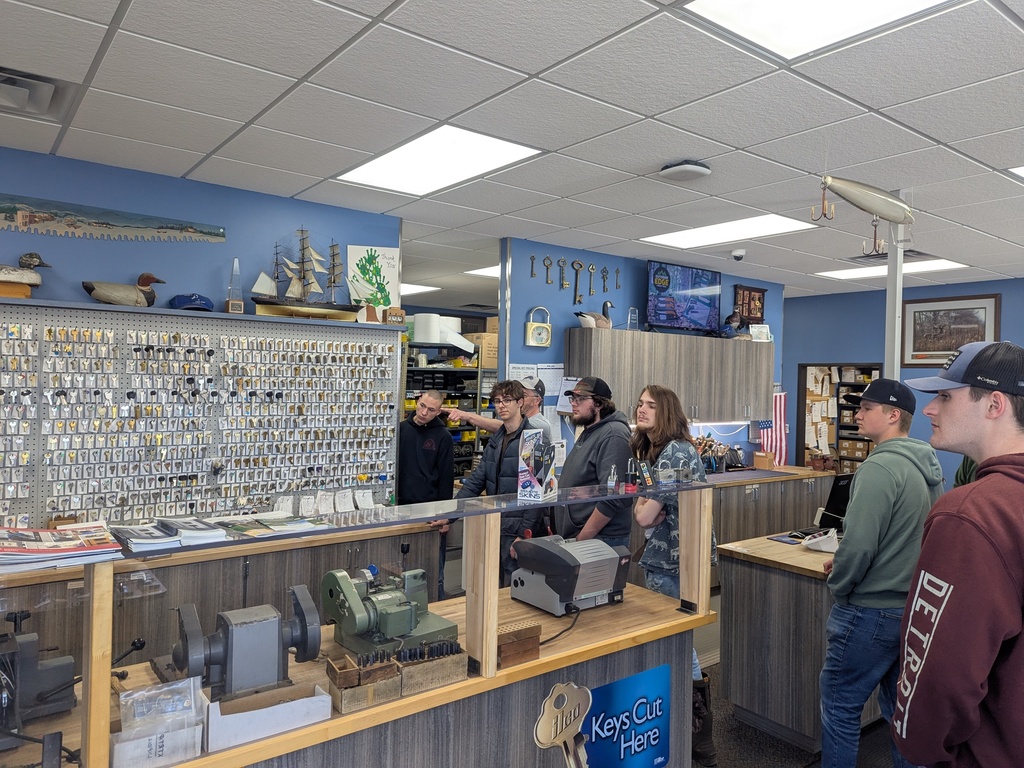 Construction trades students visited Alpena Glass and Frank's Key and Lock to learn about specialty careers.