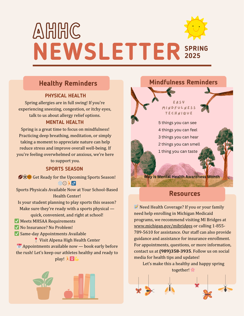 Alpena High School Health Center Spring Newsletter