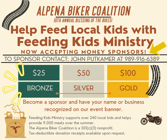 Alpena Biker Coalition Supporting Feeding Kids Ministry 