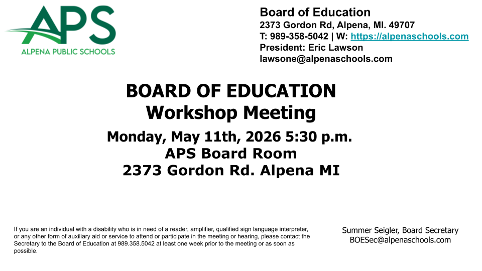 APS May 2026 Board Workshop 5/11/26 5:30 PM