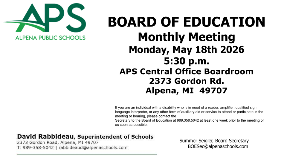 APS Monthly Board Meeting May 18th 2026 5:30 PM