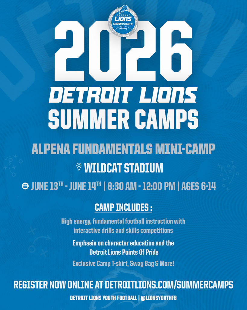Detroit Lions Summer Football Camp at Alpena High School Not an APS Sponsored Event