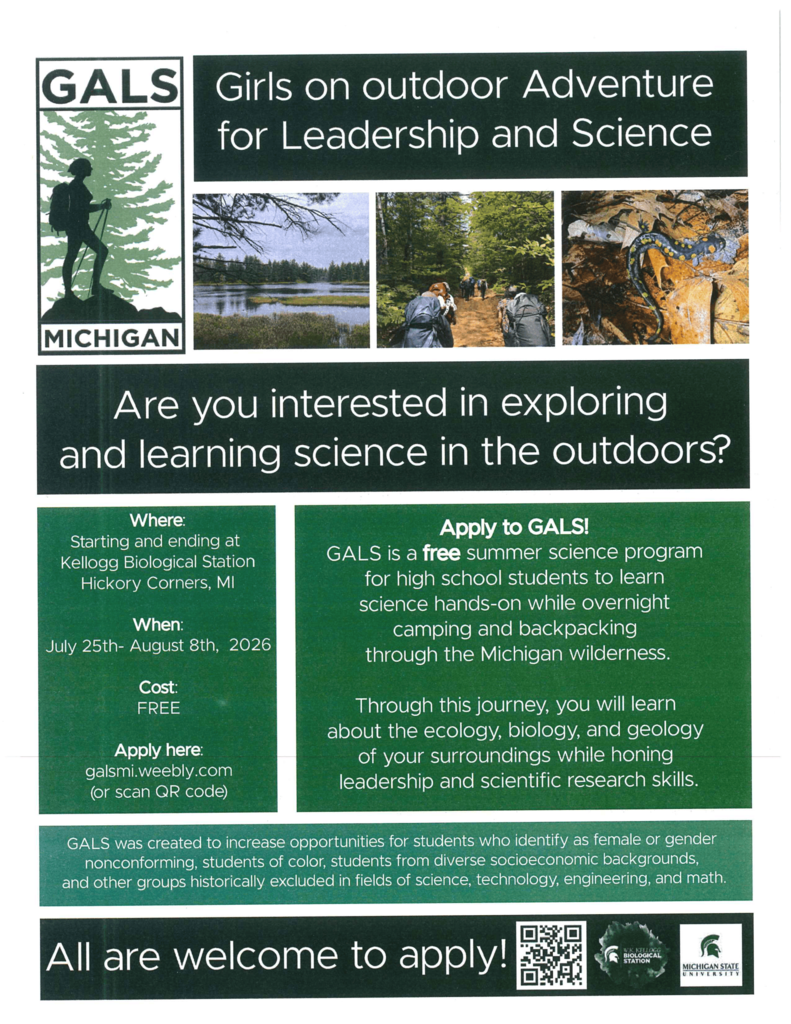 Girls Outdoor Summer Science Program PDF Version of the Flier in the body of the post