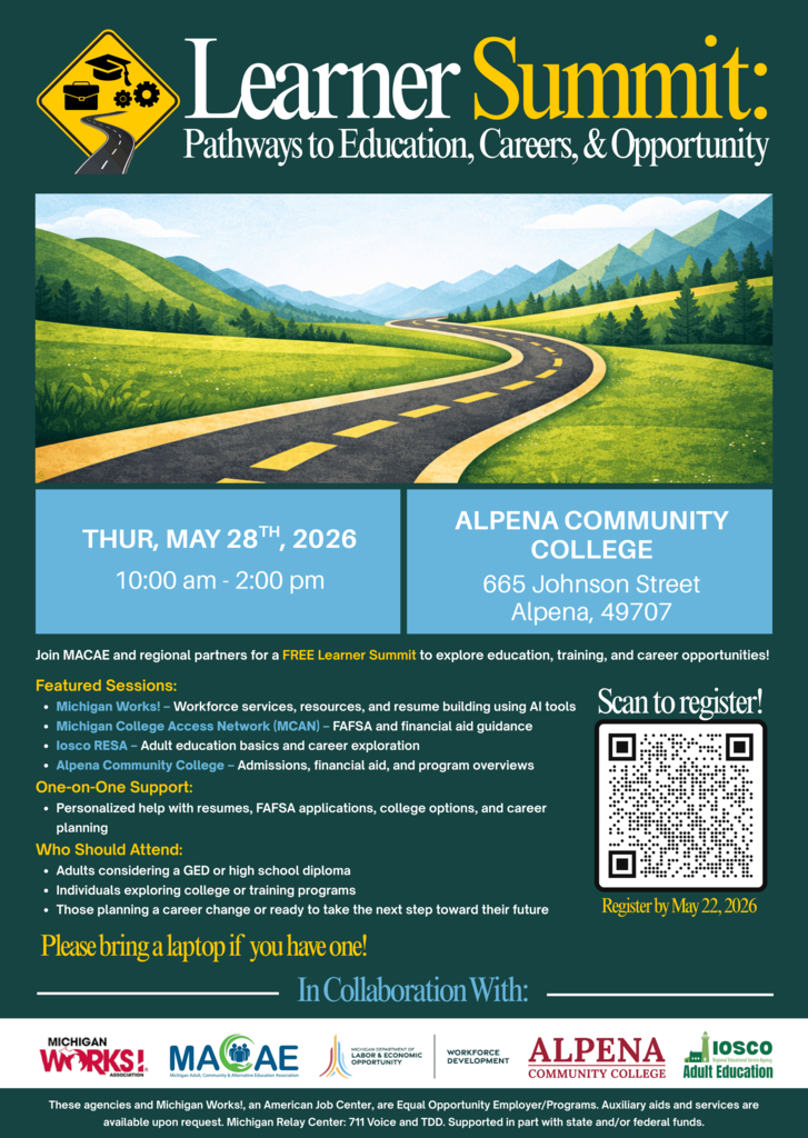 Learner Summit: Pathway to Education, Careers amd Opportunity at ACC May 28th 10am-2pm PDF Version of the flier https://drive.google.com/file/d/1DhtqUIAnkZ8WO_vAATOGB4pWBNxW-oq3/view?usp=sharing