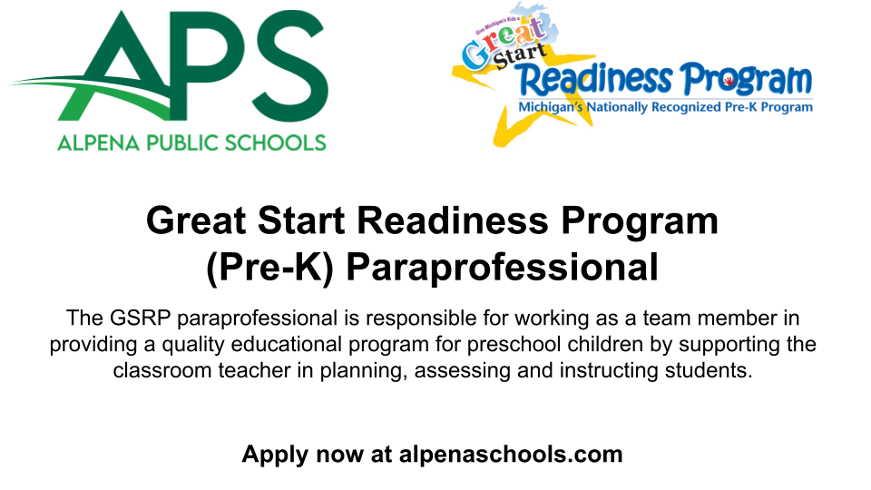 APS Employment- GSRP (Preschool) Teacher and Paraprofessional