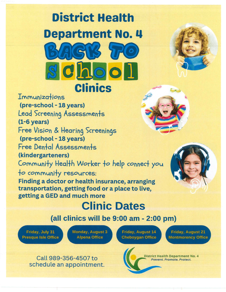 District Health Department #4 Back to School Health Screenings