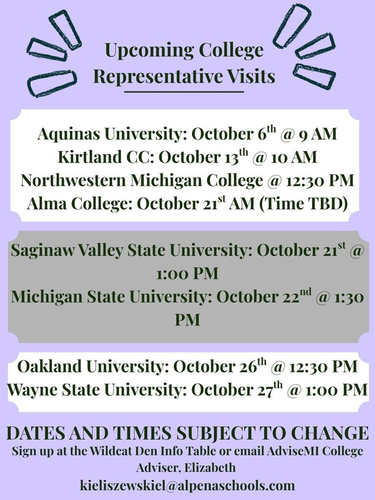 Upcoming Admissions Visits