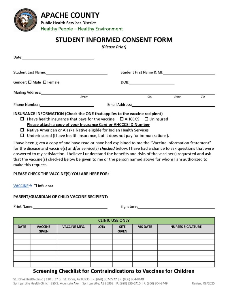 Flu Consent form