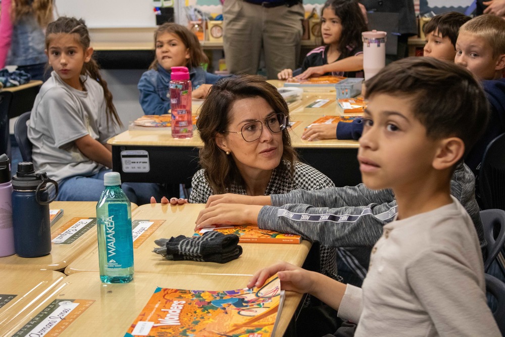 Lt. Gov. Deidre Henderson in a classroom with young students