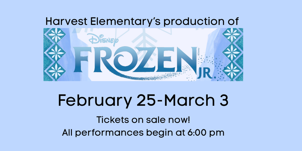 Frozen Junior wording on a blue background with accents