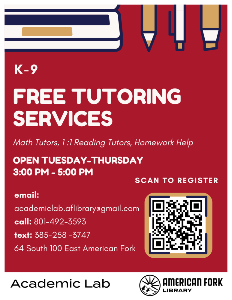 Tutoring info on a red background