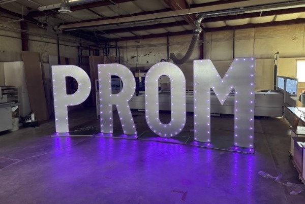 PROM letters in the shop