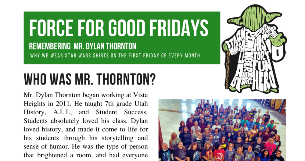 Friday 9/5 is our first Force for Good Friday!!!