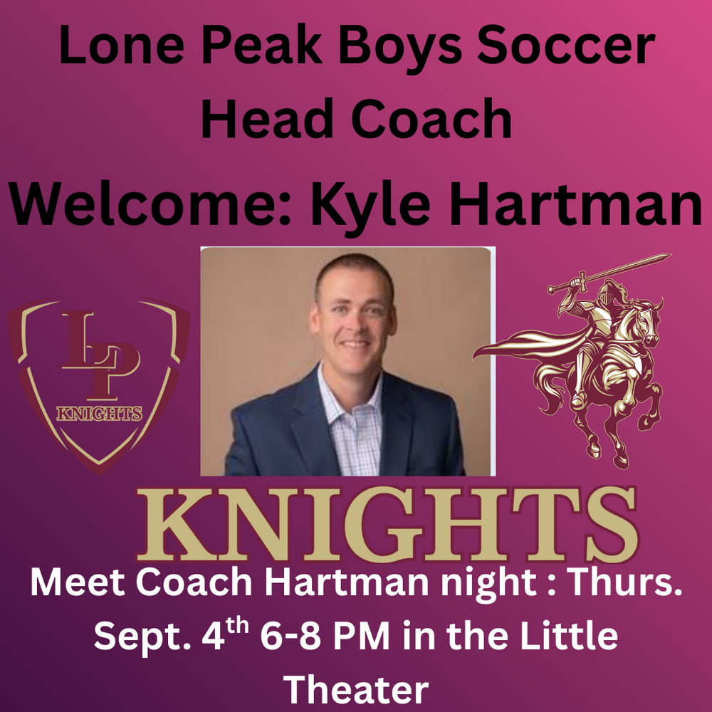 Invitation with a picture announcing the new Soccer Coach