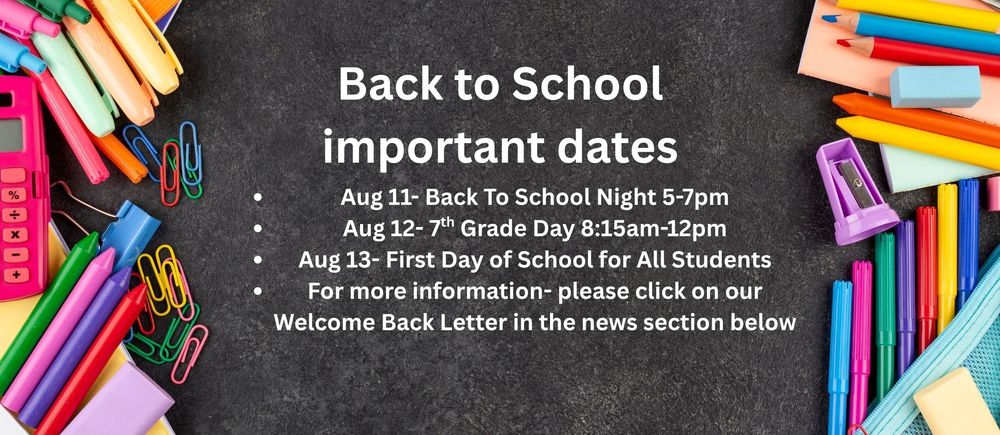 black background with school supplies on either side
