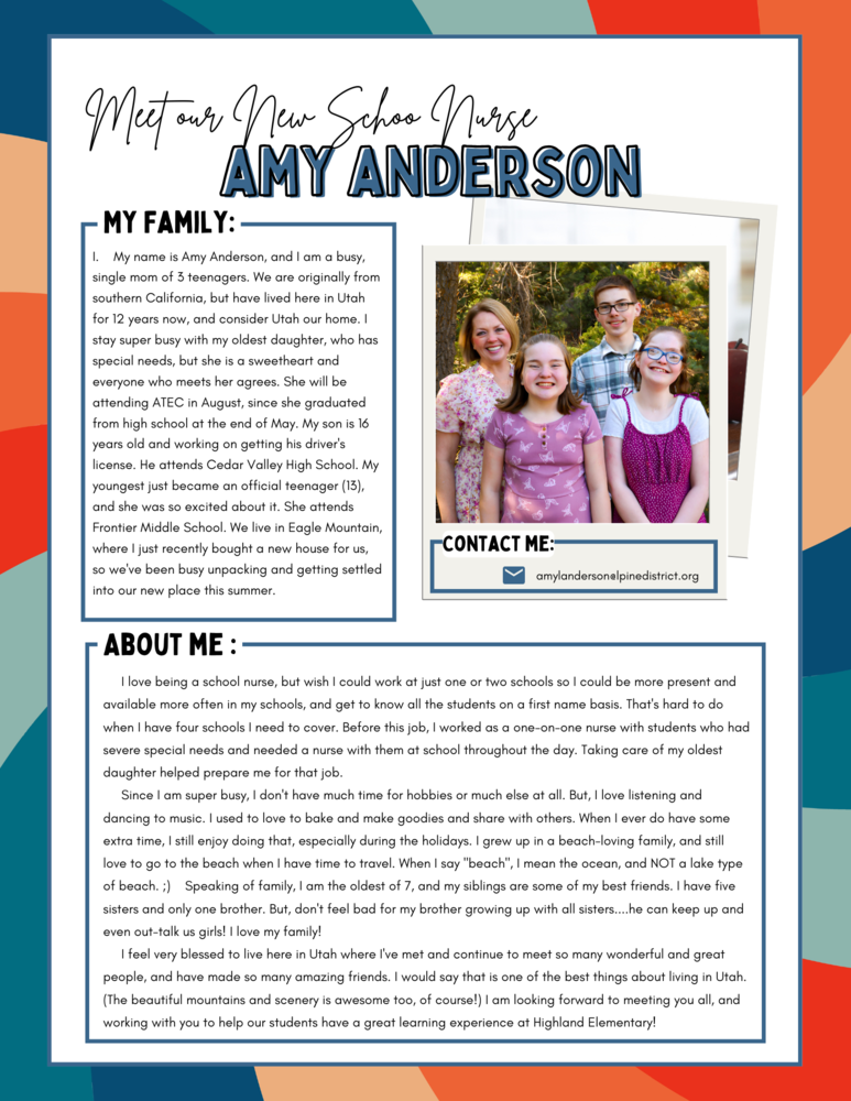 Intro info with family picture