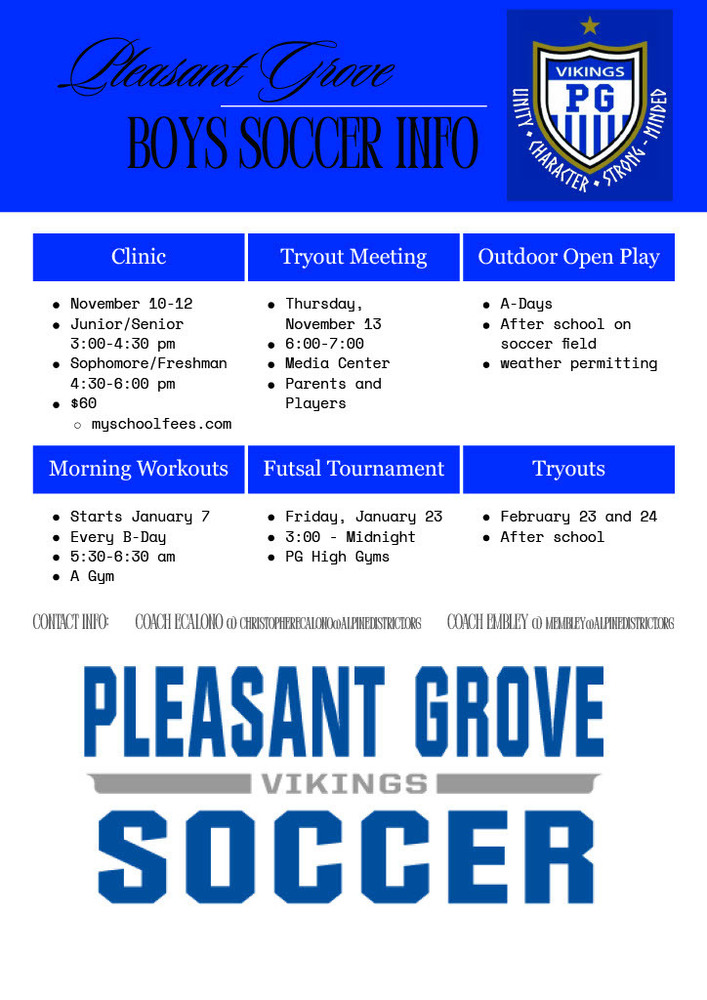 Boys Soccer Tryout Info